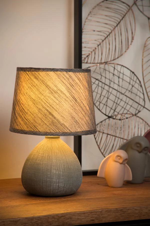 Lucide RAMZI - Lampe de table - Ø 18 cm - 1xE14 - Gris - ambiance 2